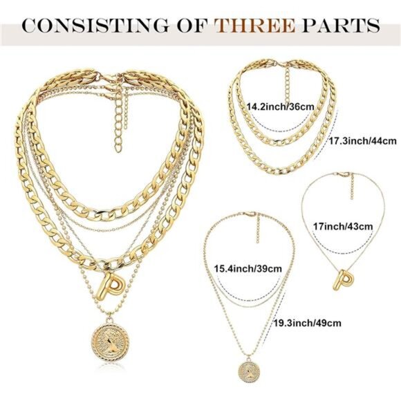 Layered Necklaces for Women Trendy Balloon Initial Pendant - Picture 5 of 6